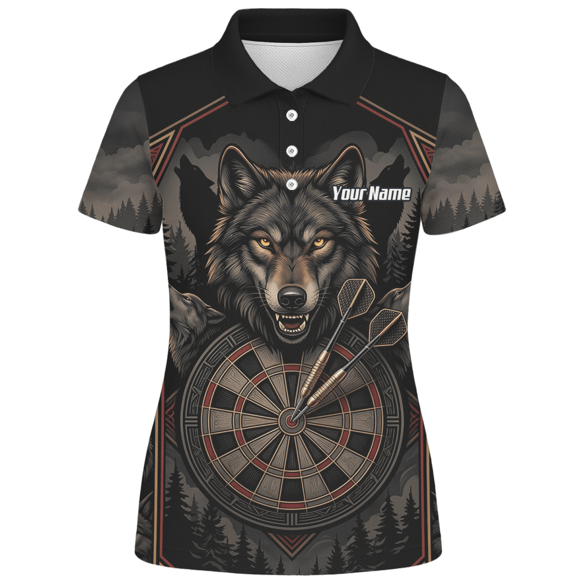 Dart Trikot Damen – Wolf Motiv Schwarz Grau Personalisierbar G4991 - Outfitsuche