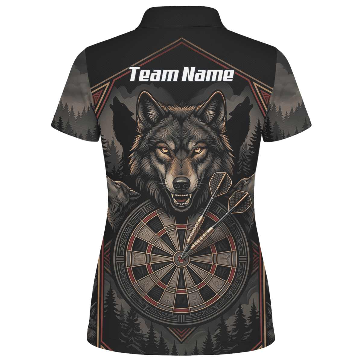 Dart Trikot Damen – Wolf Motiv Schwarz Grau Personalisierbar G4991 - Outfitsuche