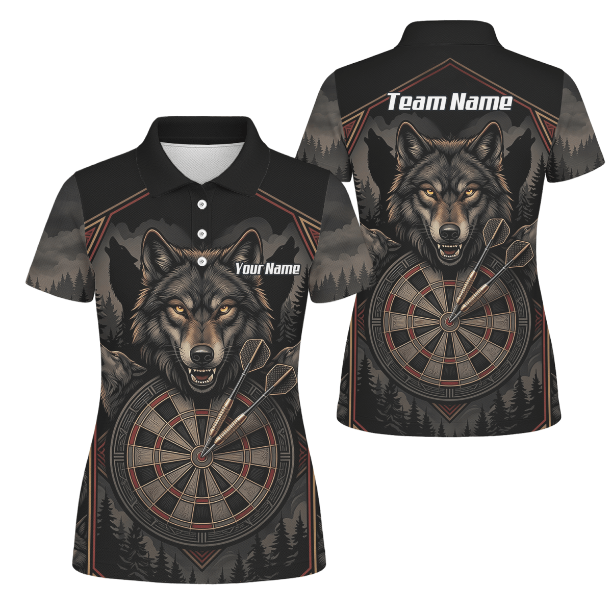 Dart Trikot Damen – Wolf Motiv Schwarz Grau Personalisierbar G4991 - Outfitsuche