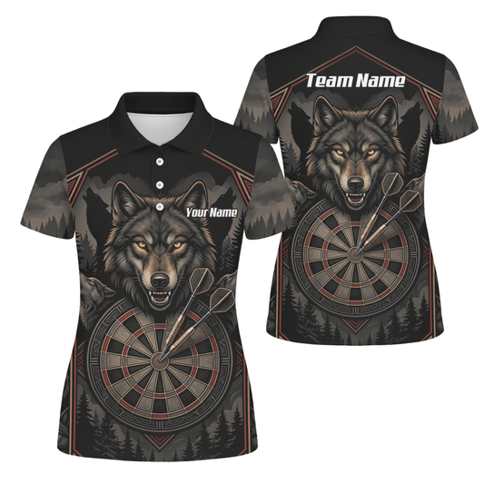 Dart Trikot Damen – Wolf Motiv Schwarz Grau Personalisierbar G4991 - Outfitsuche