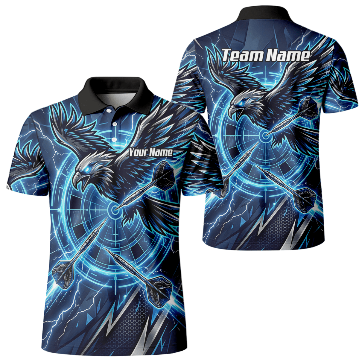 Dart Trikot Herren – Adler & Blitze Design Blau – Personalisierbar Y3067 - Outfitsuche