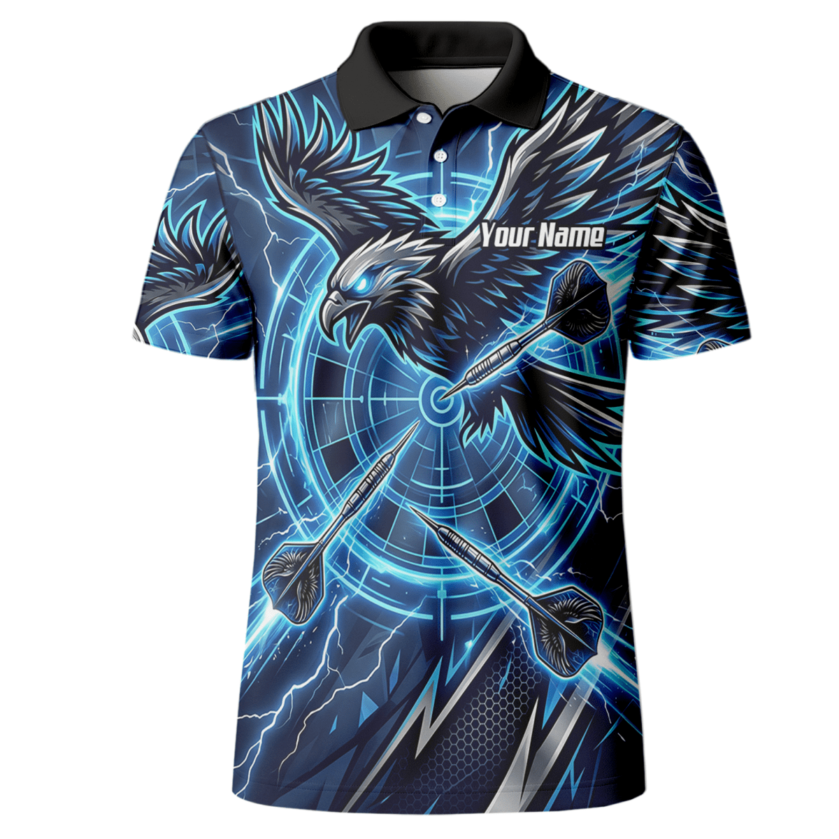 Dart Trikot Herren – Adler & Blitze Design Blau – Personalisierbar Y3067 - Outfitsuche