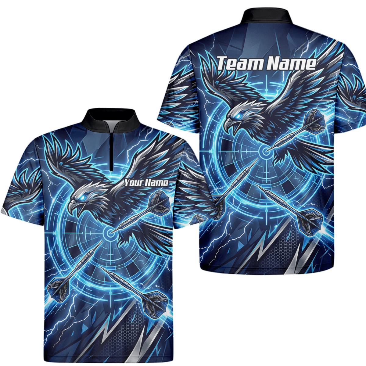 Dart Trikot Herren – Adler & Blitze Design Blau – Personalisierbar Y3067 - Outfitsuche