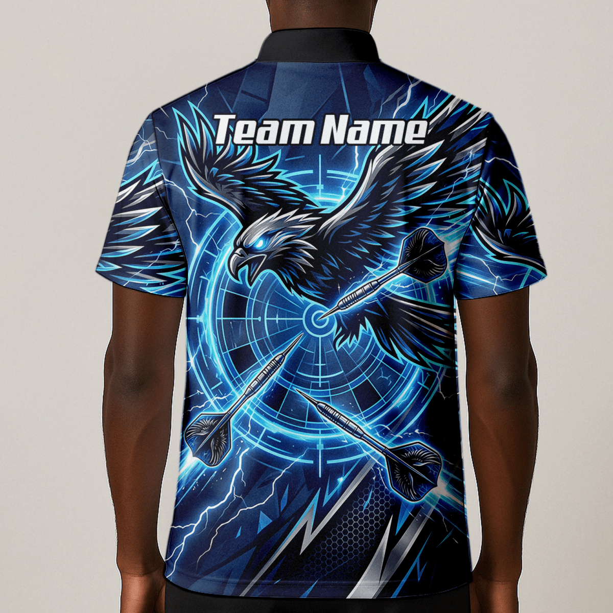 Dart Trikot Herren – Adler & Blitze Design Blau – Personalisierbar Y3067 - Outfitsuche
