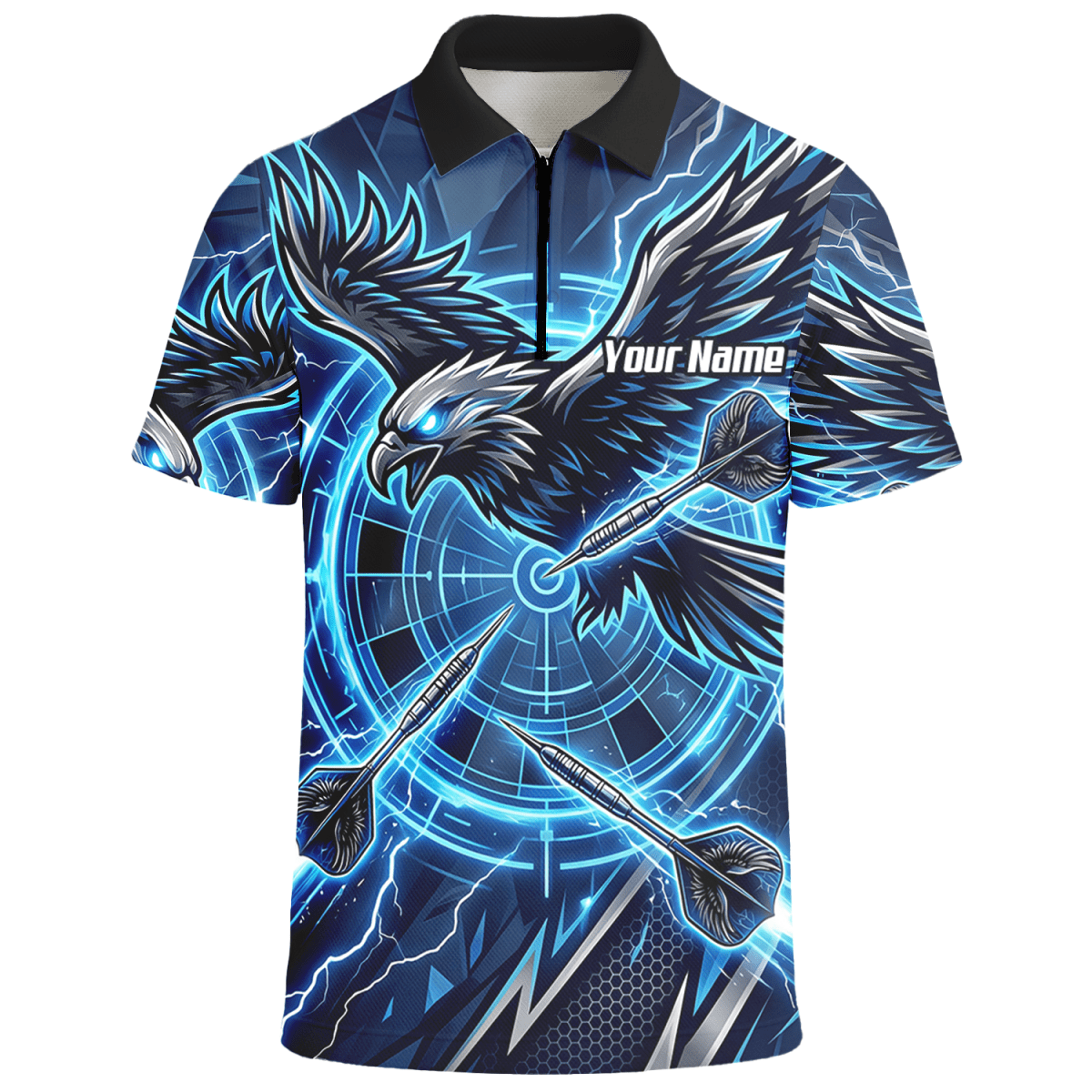 Dart Trikot Herren – Adler & Blitze Design Blau – Personalisierbar Y3067 - Outfitsuche