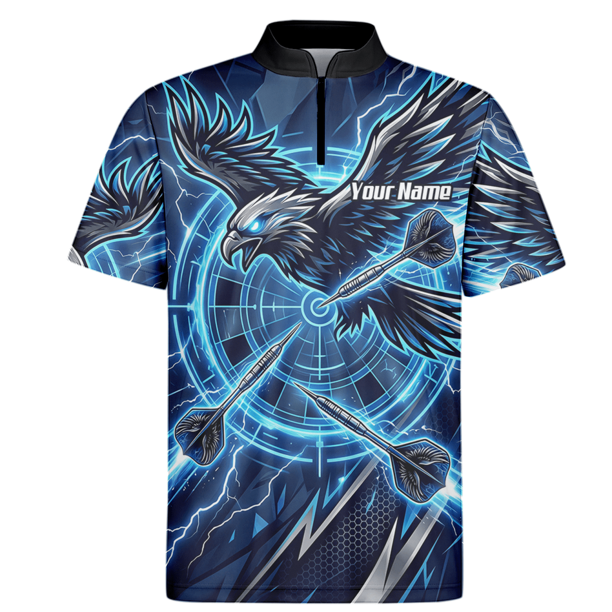 Dart Trikot Herren – Adler & Blitze Design Blau – Personalisierbar Y3067 - Outfitsuche