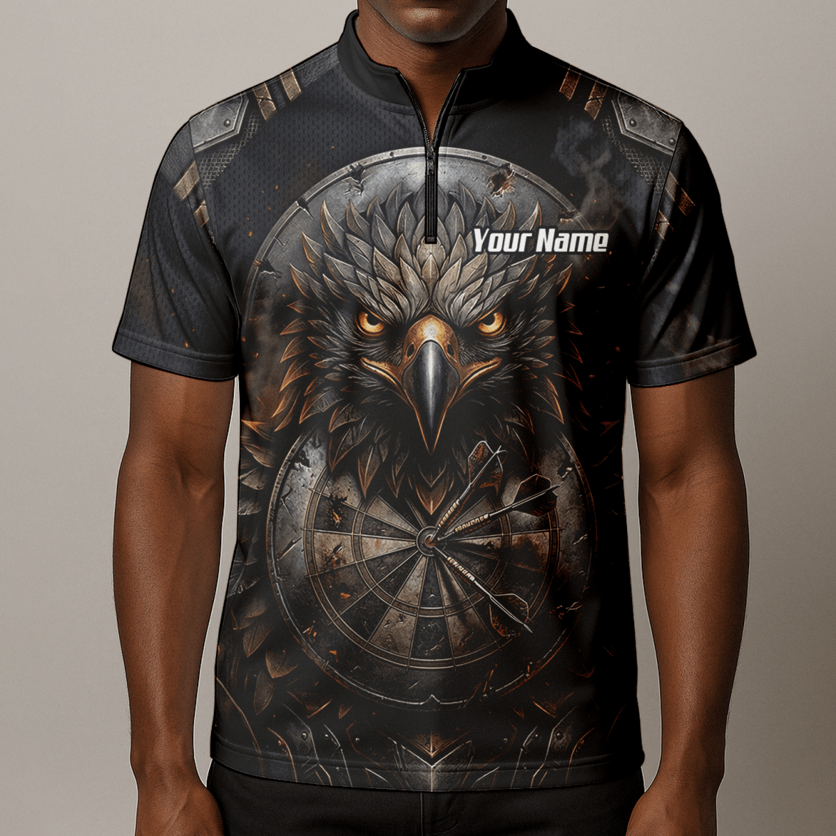 Dart Trikot Herren – Adler & Dartscheibe Motiv in Rüstungs - Optik G4208 - Outfitsuche