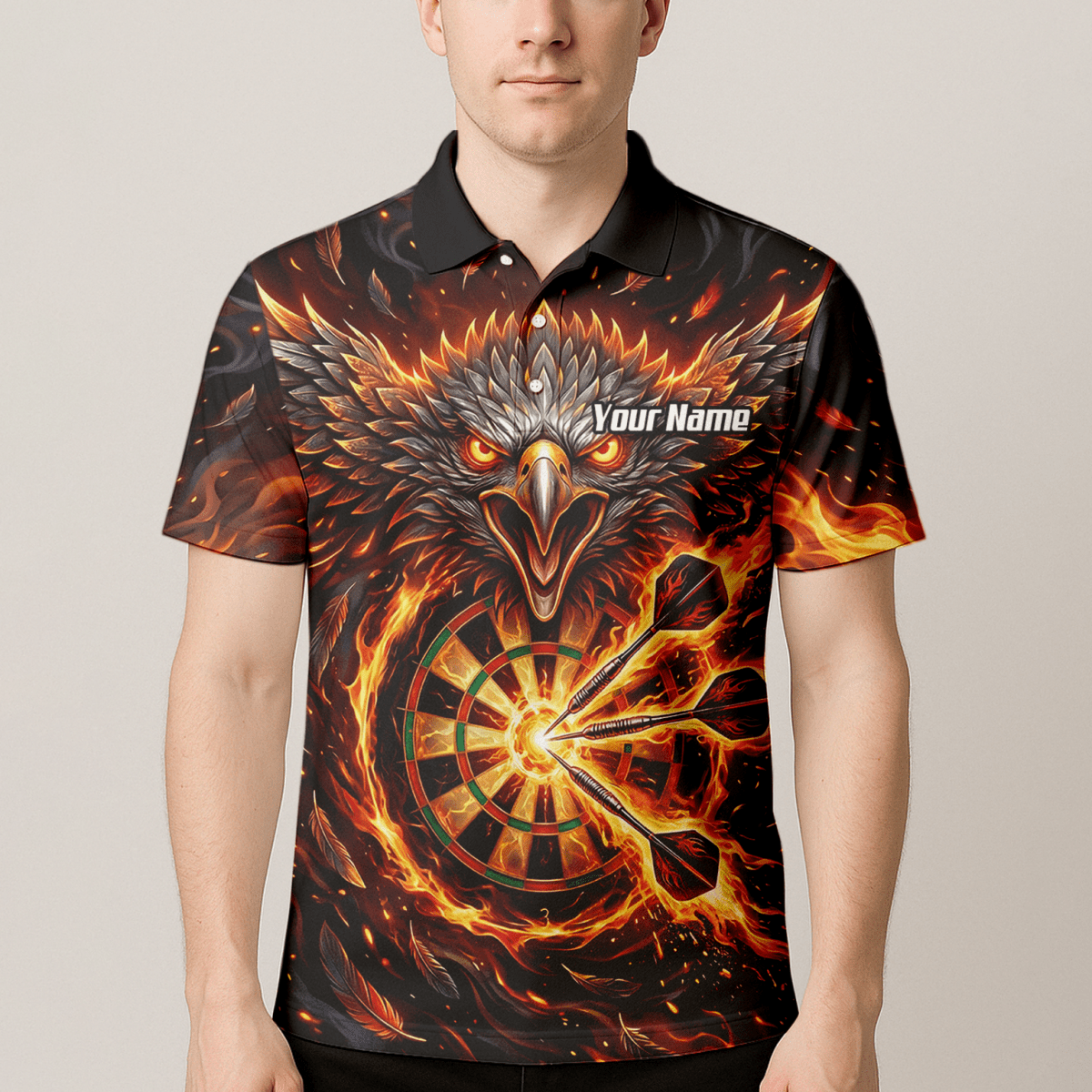 Dart Trikot Herren – Adler Feuer Design Schwarz Rot Personalisiert A3134 - Outfitsuche