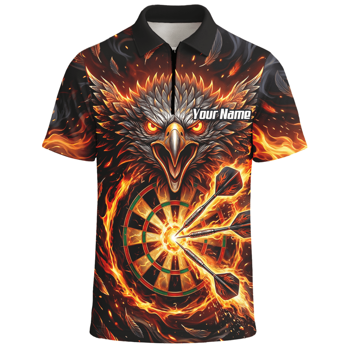 Dart Trikot Herren – Adler Feuer Design Schwarz Rot Personalisiert A3134 - Outfitsuche