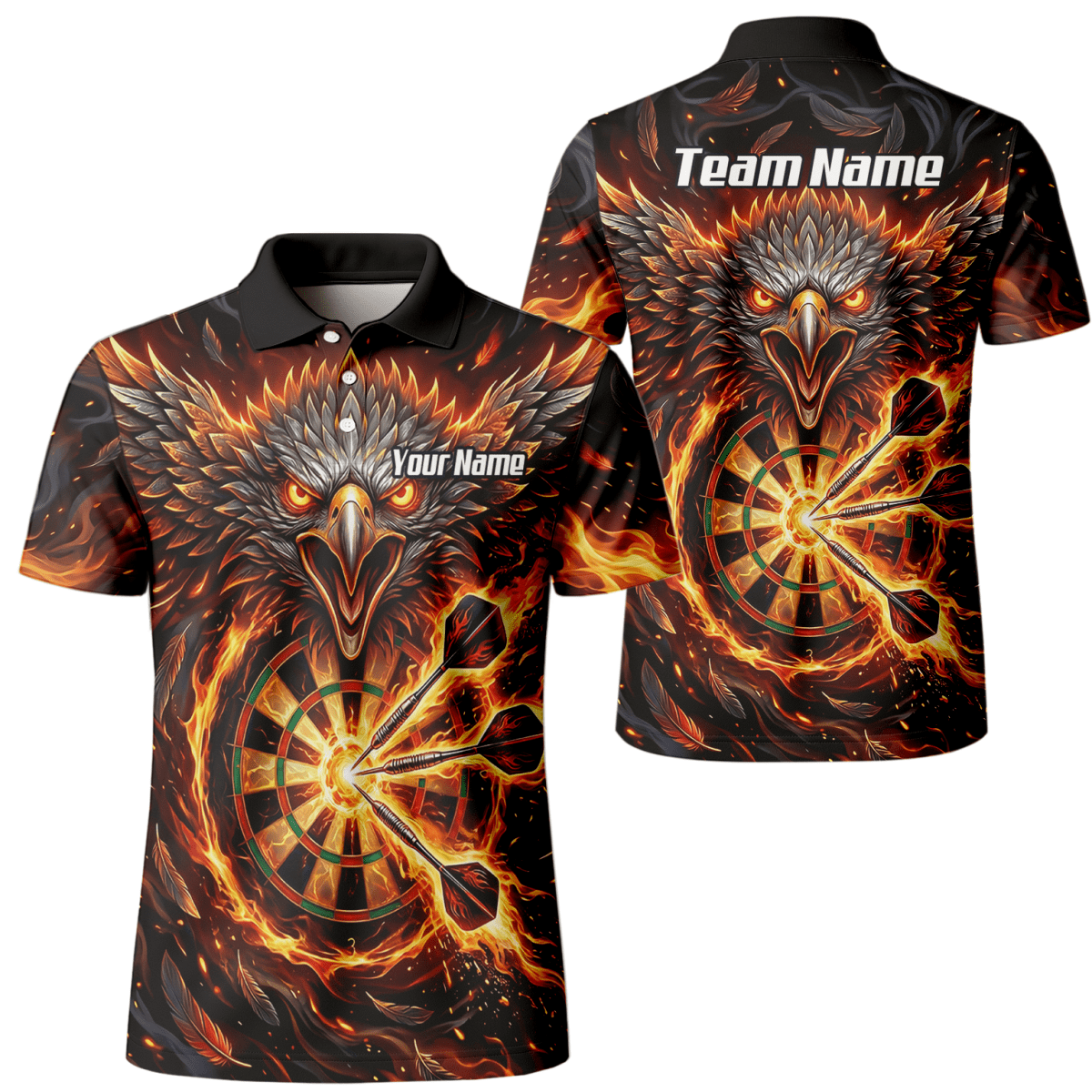 Dart Trikot Herren – Adler Feuer Design Schwarz Rot Personalisiert A3134 - Outfitsuche