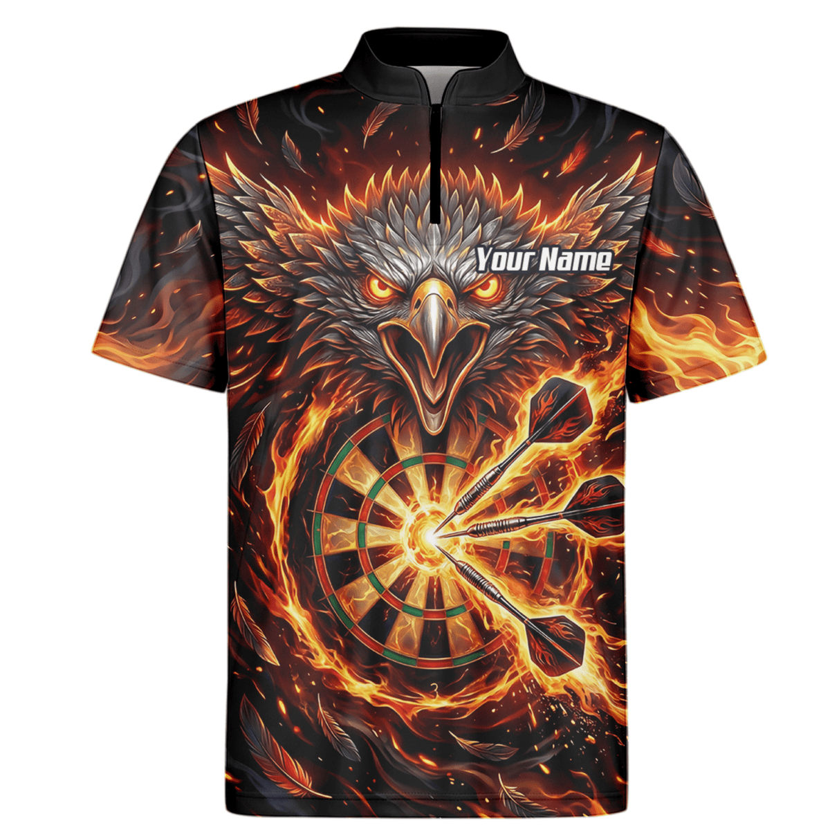Dart Trikot Herren – Adler Feuer Design Schwarz Rot Personalisiert A3134 - Outfitsuche