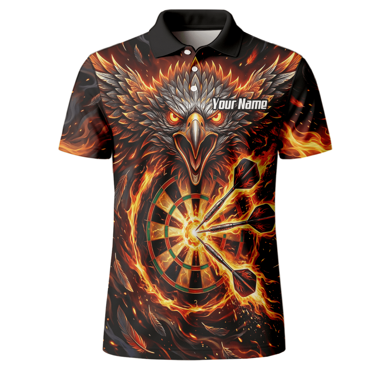 Dart Trikot Herren – Adler Feuer Design Schwarz Rot Personalisiert A3134 - Outfitsuche
