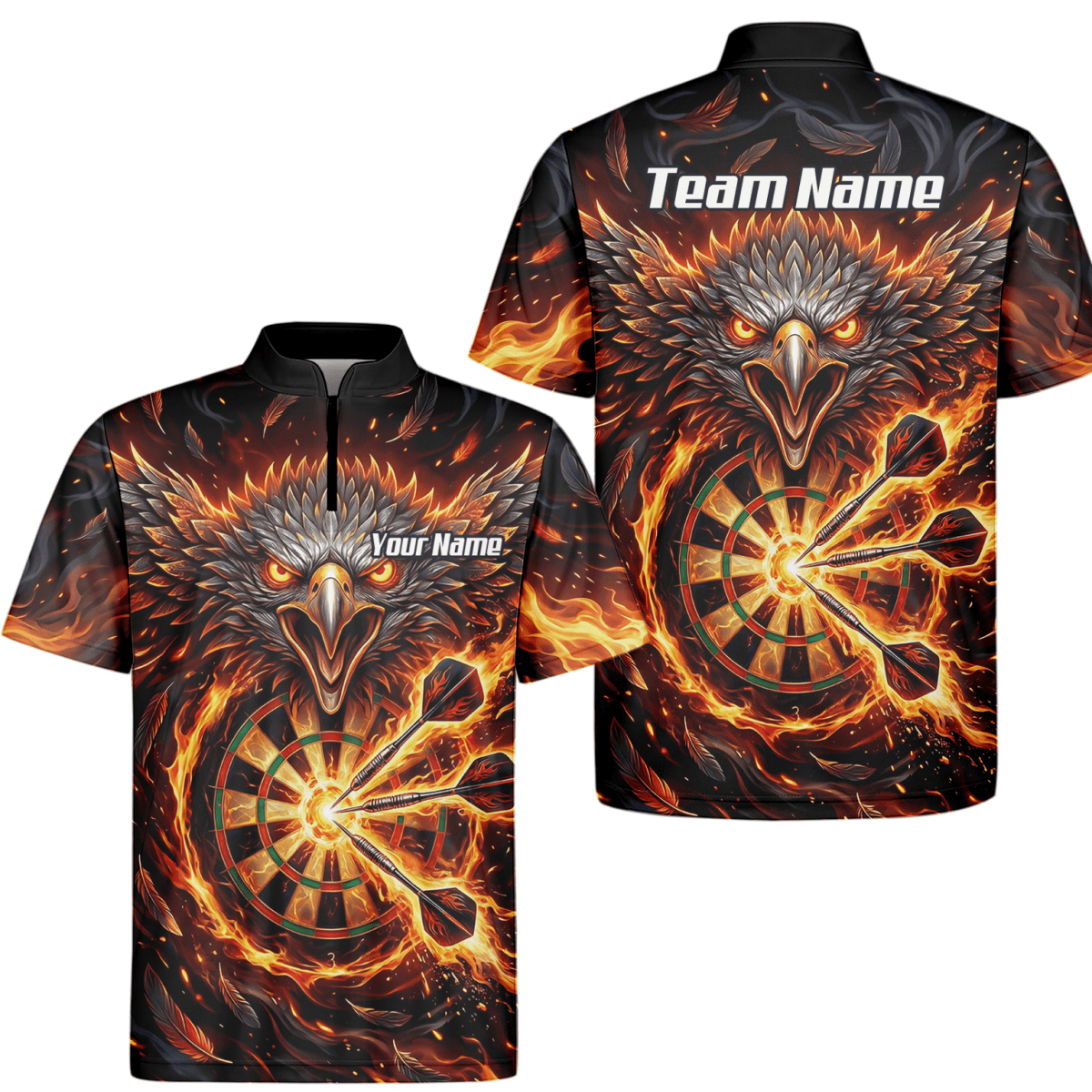 Dart Trikot Herren – Adler Feuer Design Schwarz Rot Personalisiert A3134 - Outfitsuche