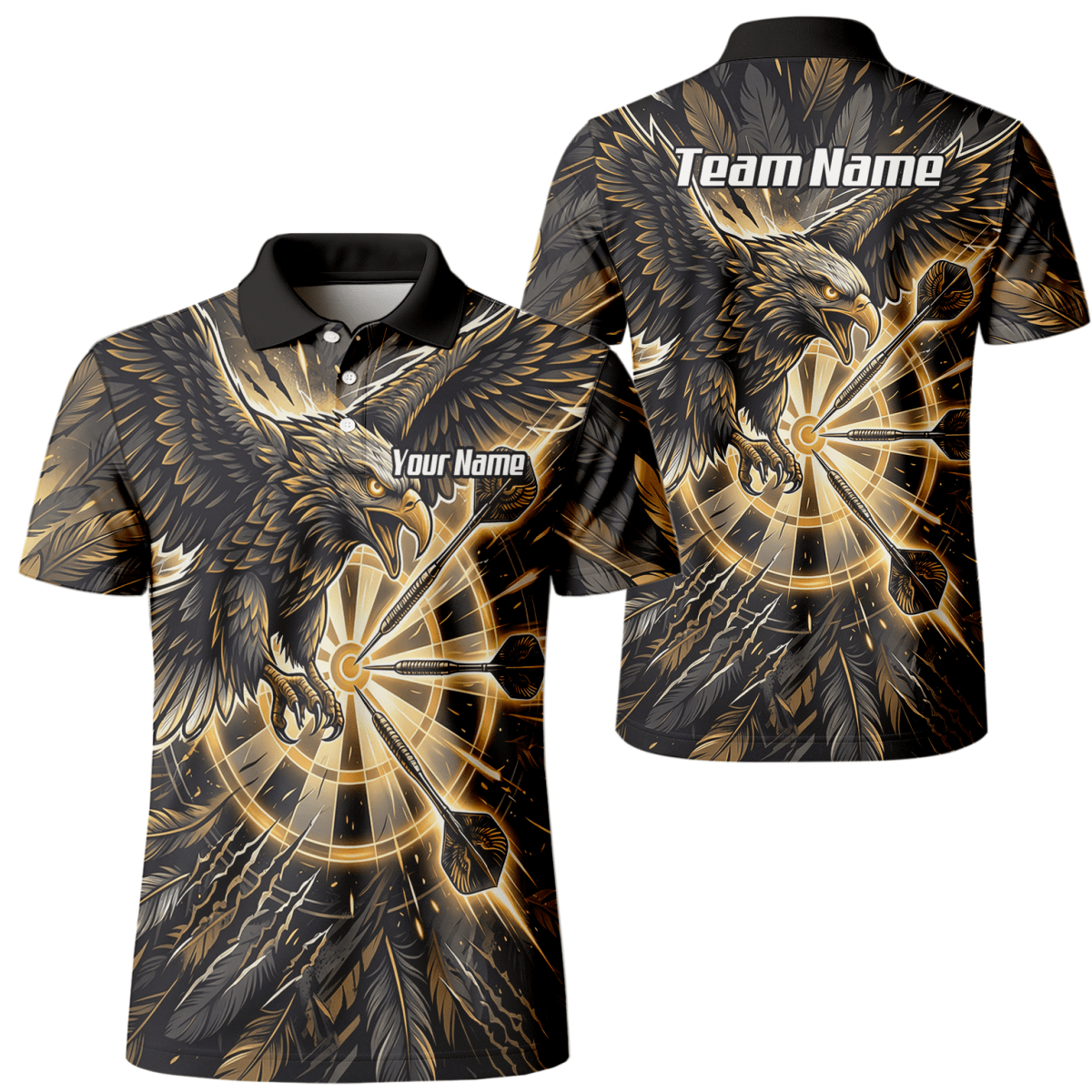 Dart Trikot Herren – Adler Motiv Gold Schwarz Personalisierbar P9080 - Outfitsuche