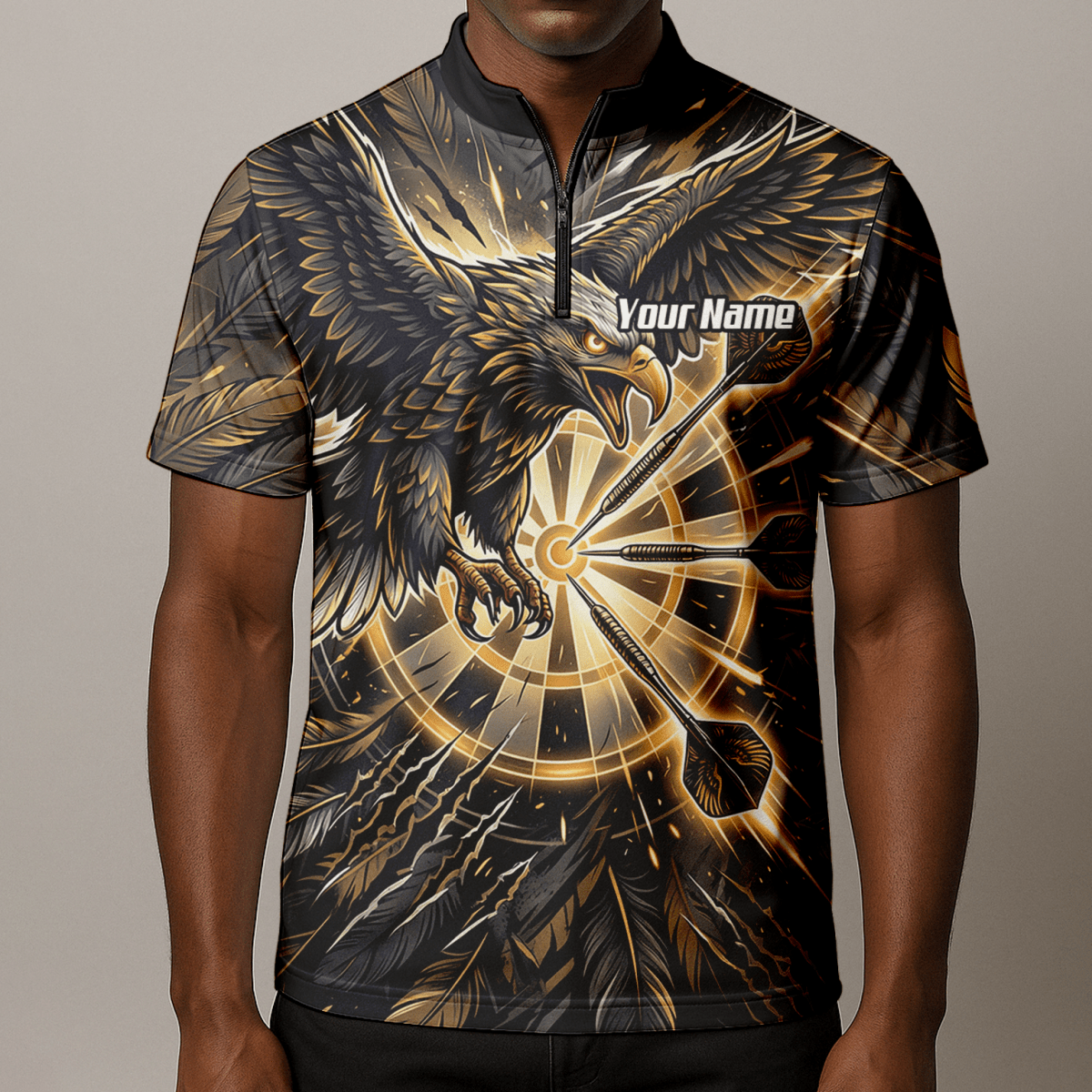 Dart Trikot Herren – Adler Motiv Gold Schwarz Personalisierbar P9080 - Outfitsuche