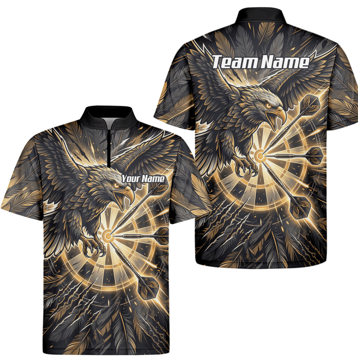 Dart Trikot Herren – Adler Motiv Gold Schwarz Personalisierbar P9080 - Outfitsuche
