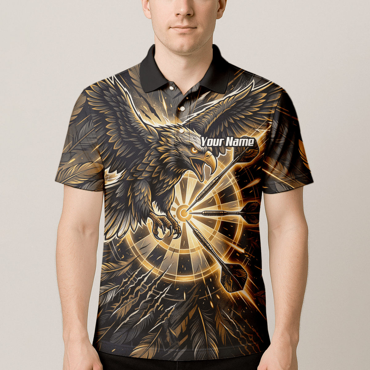 Dart Trikot Herren – Adler Motiv Gold Schwarz Personalisierbar P9080 - Outfitsuche