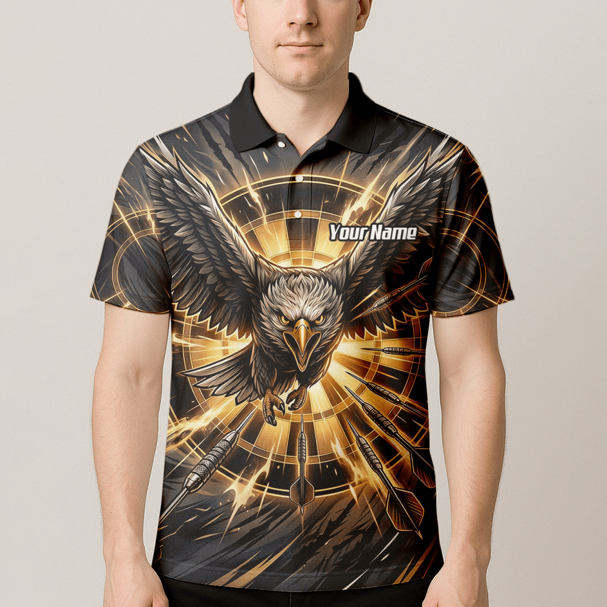 Dart Trikot Herren – Adler Motiv Schwarz Gold personalisiert G2102 - Outfitsuche