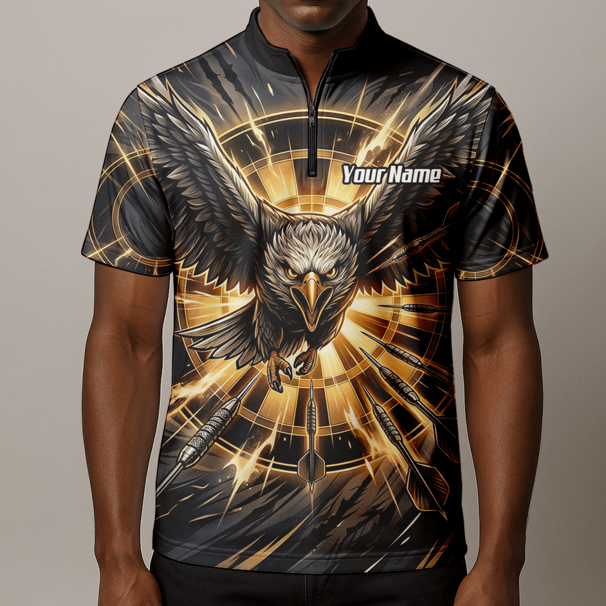 Dart Trikot Herren – Adler Motiv Schwarz Gold personalisiert G2102 - Outfitsuche