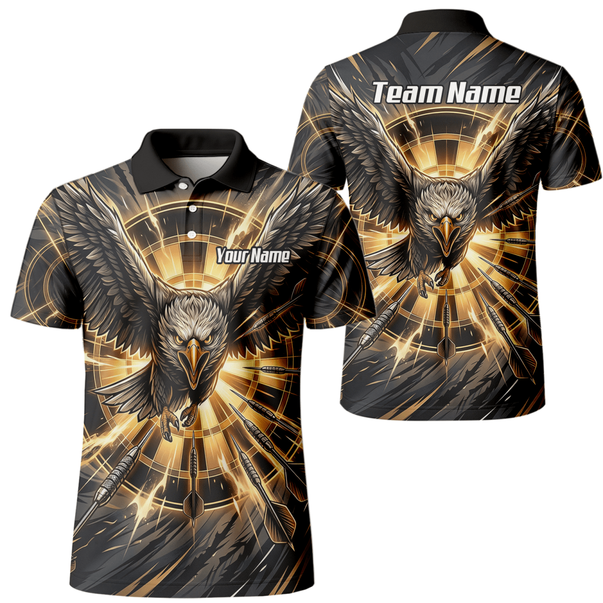 Dart Trikot Herren – Adler Motiv Schwarz Gold personalisiert G2102 - Outfitsuche