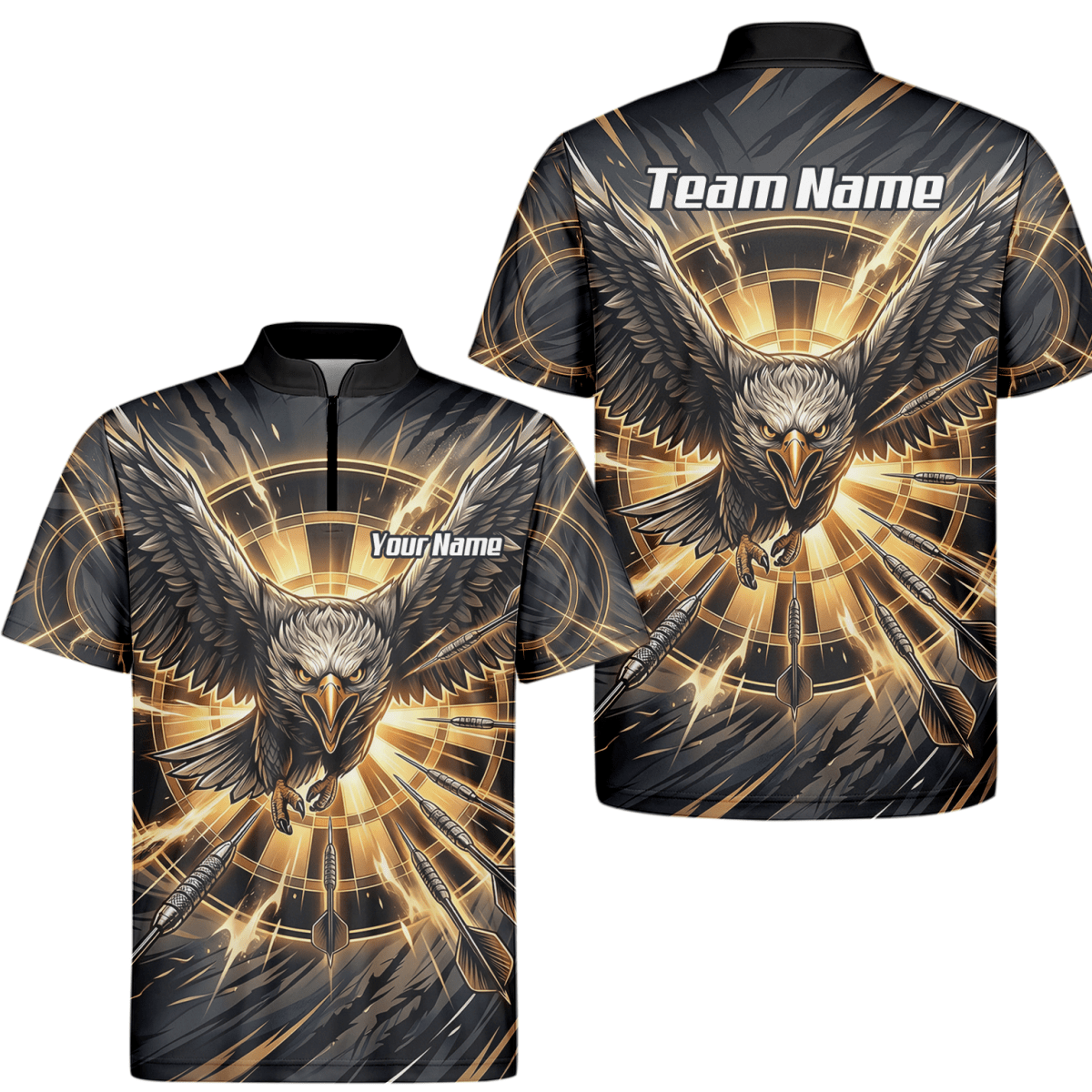 Dart Trikot Herren – Adler Motiv Schwarz Gold personalisiert G2102 - Outfitsuche