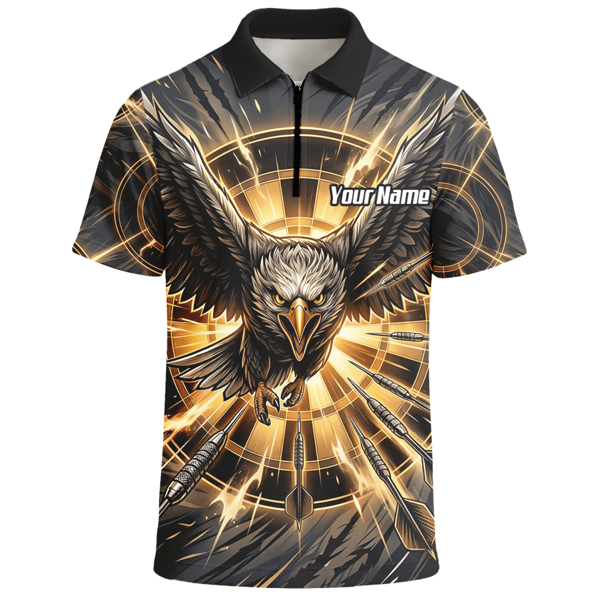 Dart Trikot Herren – Adler Motiv Schwarz Gold personalisiert G2102 - Outfitsuche