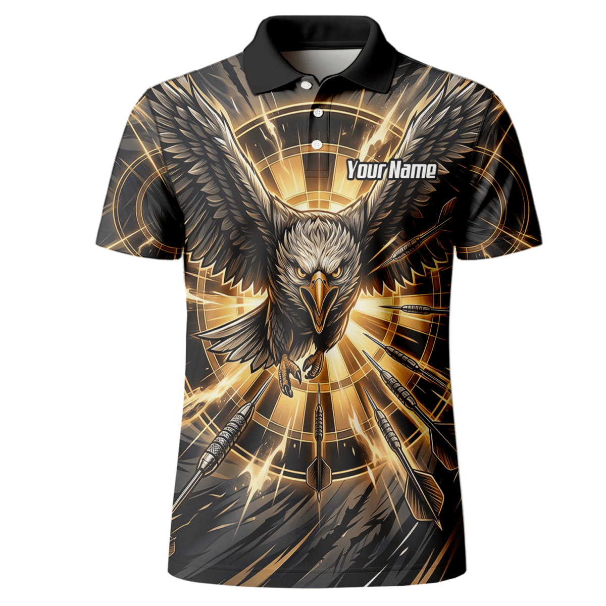 Dart Trikot Herren – Adler Motiv Schwarz Gold personalisiert G2102 - Outfitsuche