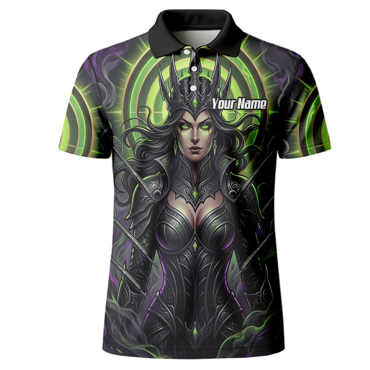 Dart Trikot Herren – Dark Queen Motiv Schwarz & Neongrün N8351 - Outfitsuche
