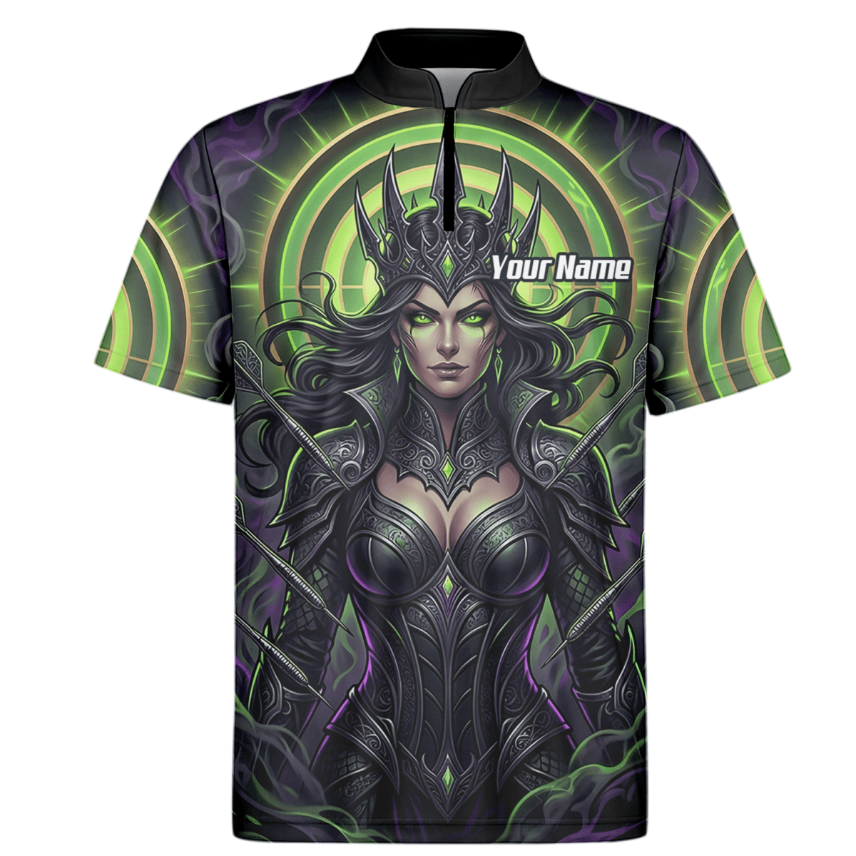 Dart Trikot Herren – Dark Queen Motiv Schwarz & Neongrün N8351 - Outfitsuche