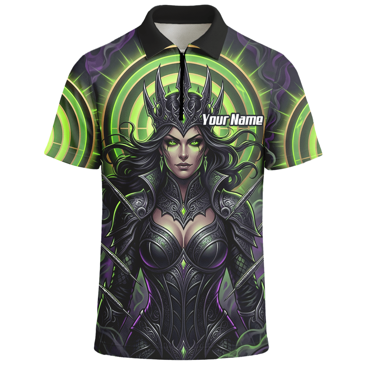 Dart Trikot Herren – Dark Queen Motiv Schwarz & Neongrün N8351 - Outfitsuche
