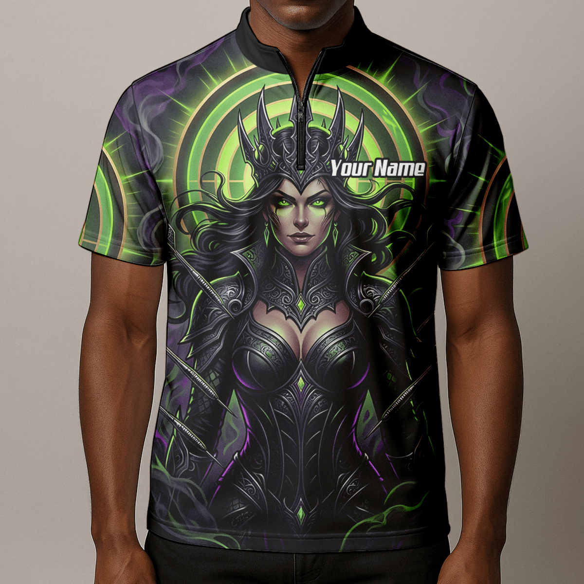 Dart Trikot Herren – Dark Queen Motiv Schwarz & Neongrün N8351 - Outfitsuche