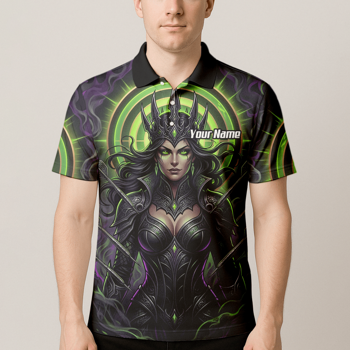 Dart Trikot Herren – Dark Queen Motiv Schwarz & Neongrün N8351 - Outfitsuche