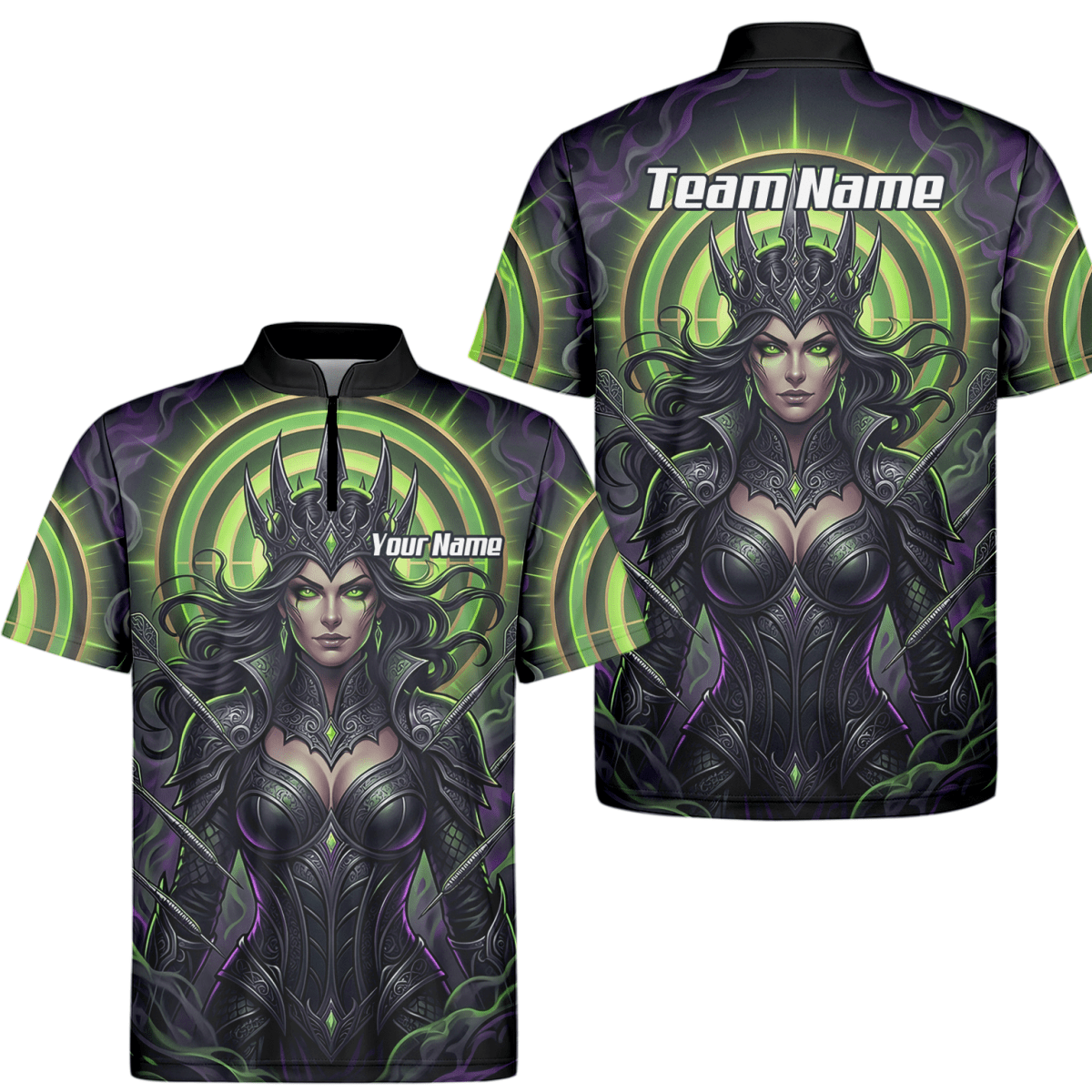 Dart Trikot Herren – Dark Queen Motiv Schwarz & Neongrün N8351 - Outfitsuche