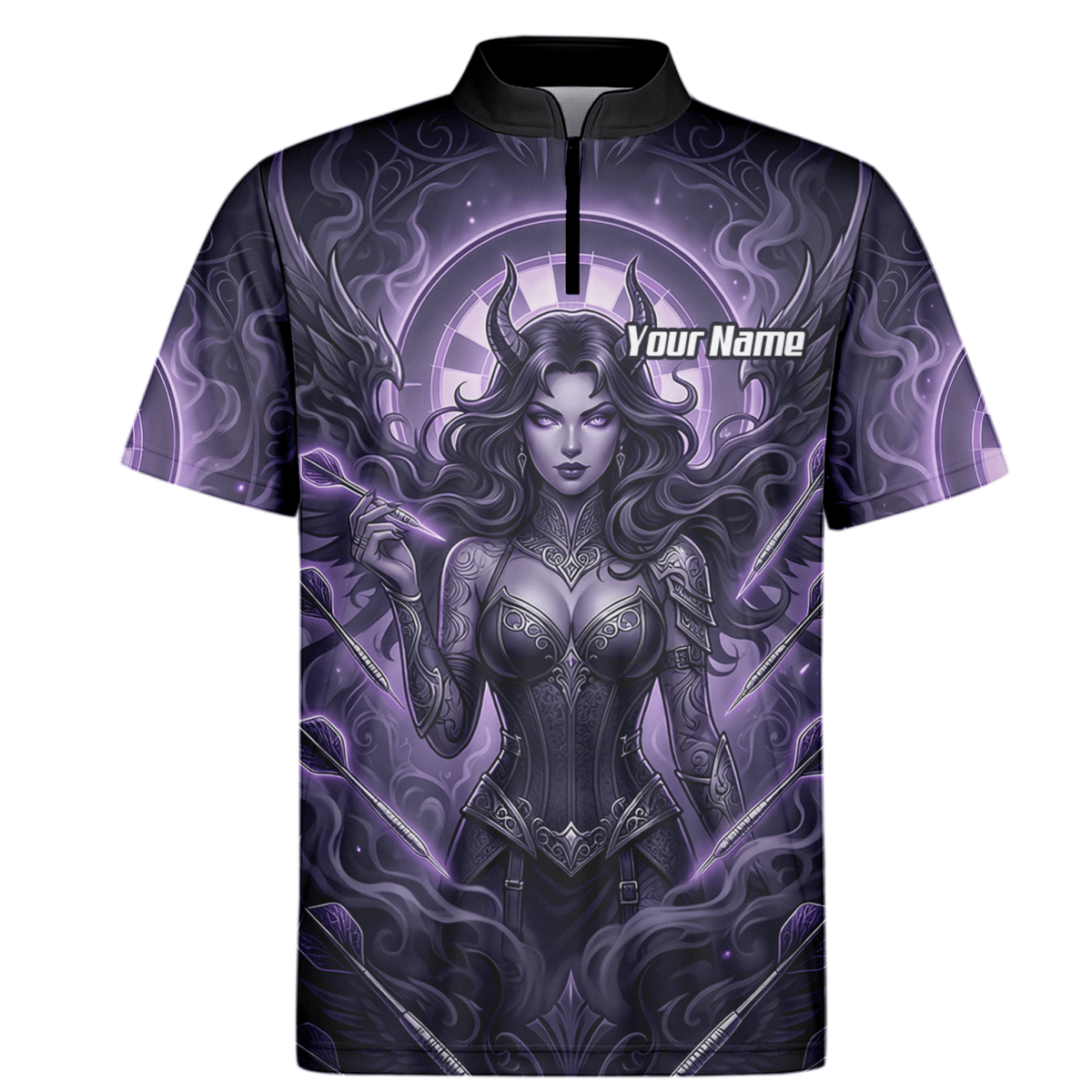 Dart Trikot Herren – Dark Succubus Fantasy Design Lila Schwarz B5075 - Outfitsuche