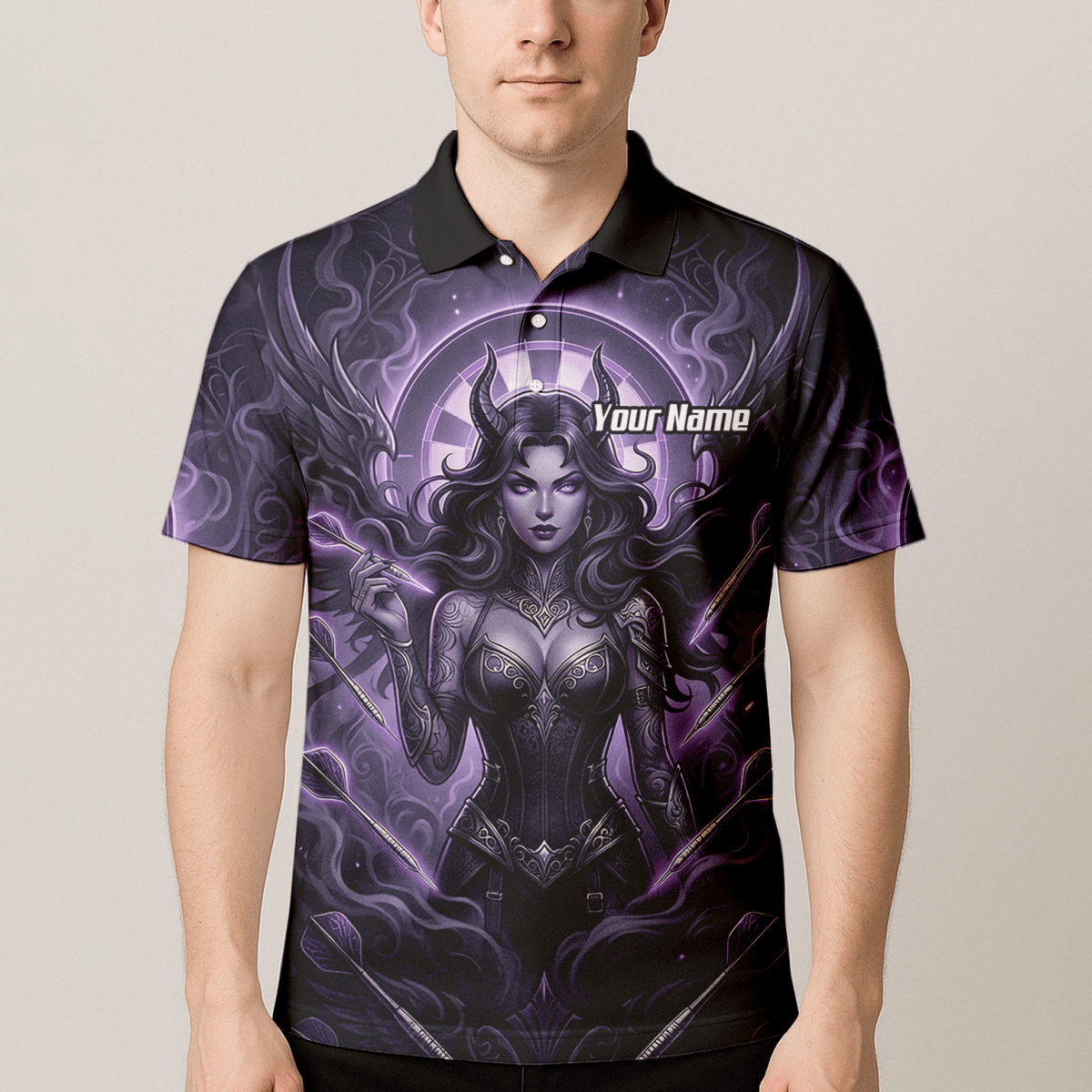 Dart Trikot Herren – Dark Succubus Fantasy Design Lila Schwarz B5075 - Outfitsuche