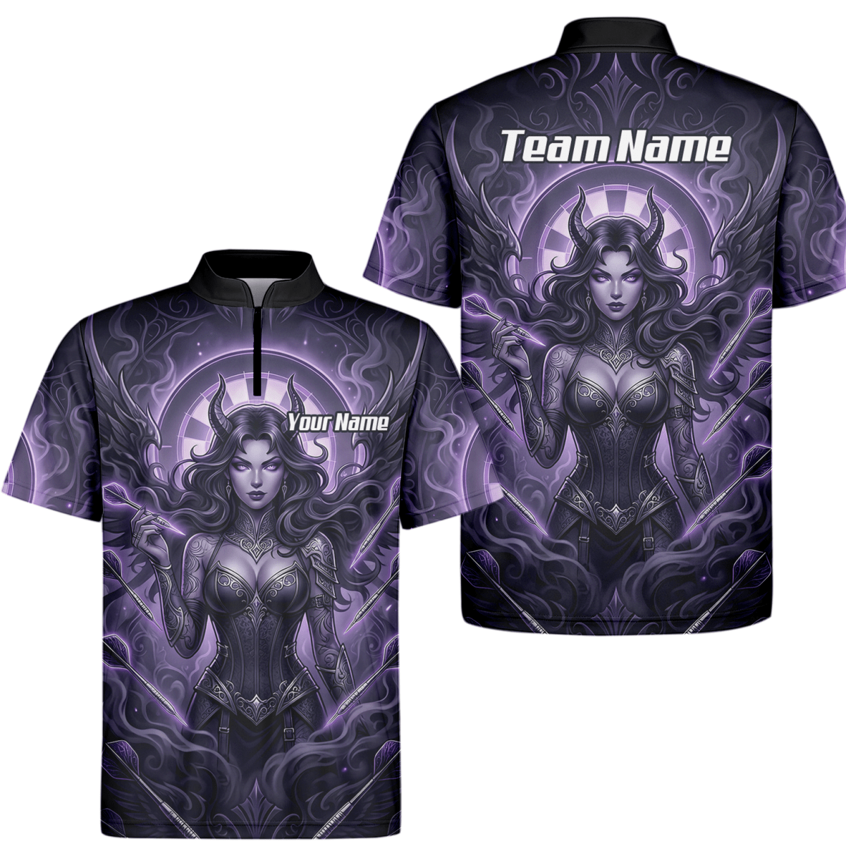 Dart Trikot Herren – Dark Succubus Fantasy Design Lila Schwarz B5075 - Outfitsuche