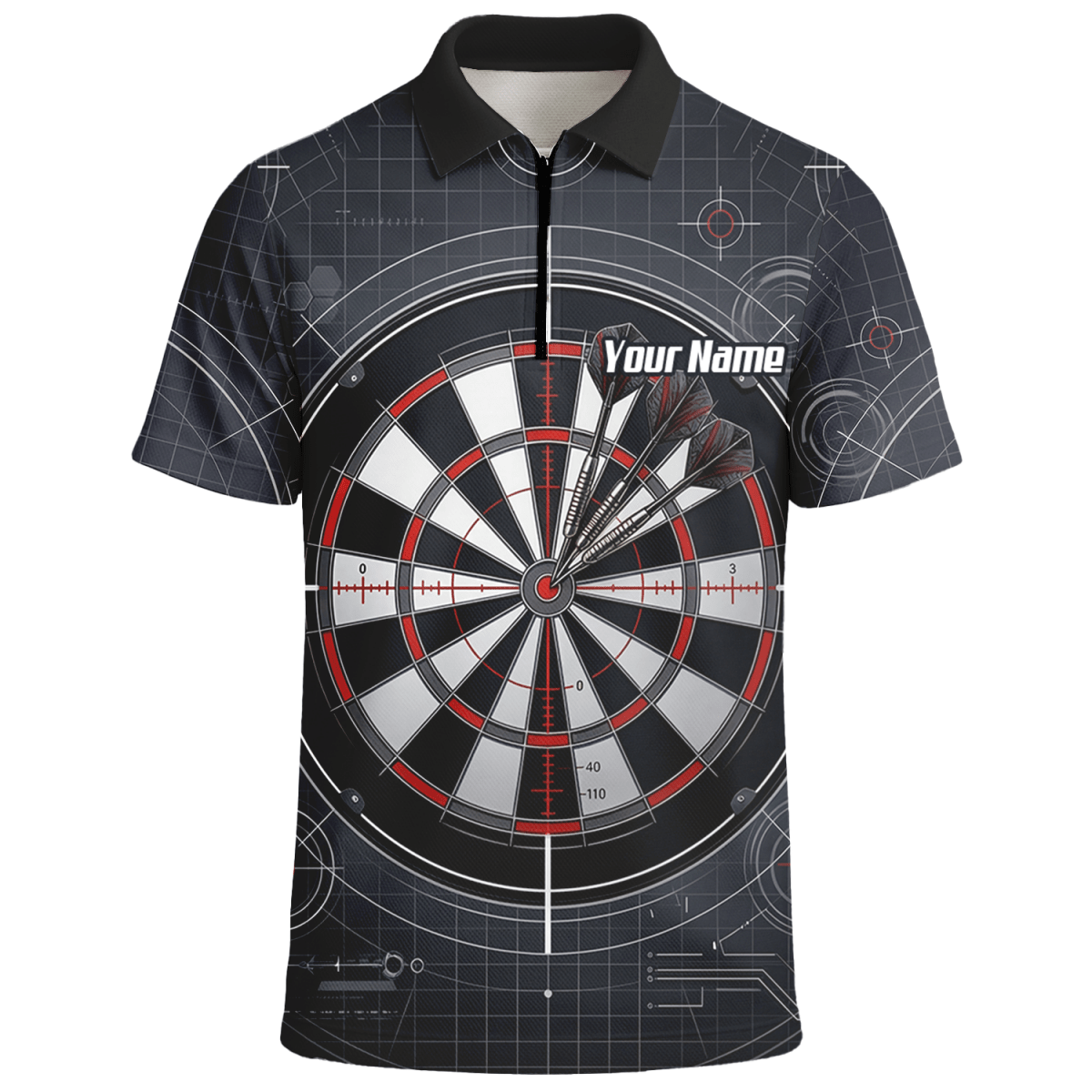 Dart Trikot Herren – Dartscheibe Bullseye Schwarz Rot Personalisierbar K9046 - Outfitsuche