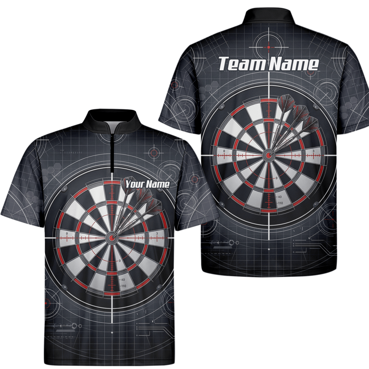 Dart Trikot Herren – Dartscheibe Bullseye Schwarz Rot Personalisierbar K9046 - Outfitsuche
