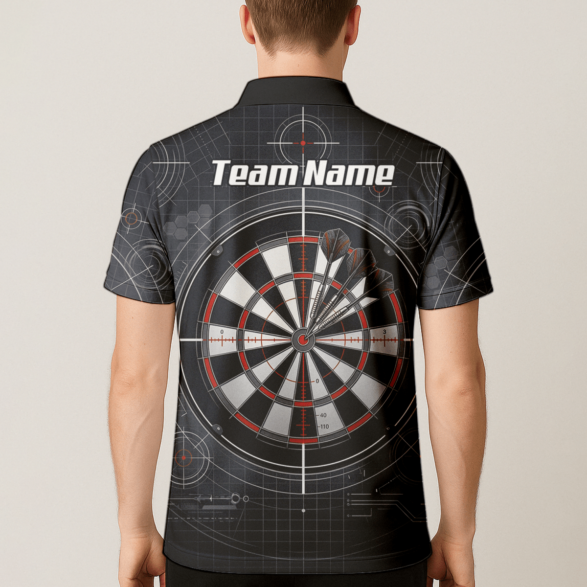 Dart Trikot Herren – Dartscheibe Bullseye Schwarz Rot Personalisierbar K9046 - Outfitsuche