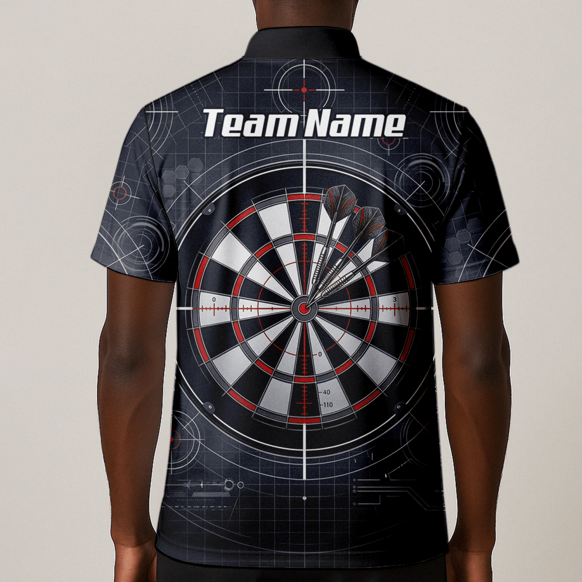 Dart Trikot Herren – Dartscheibe Bullseye Schwarz Rot Personalisierbar K9046 - Outfitsuche