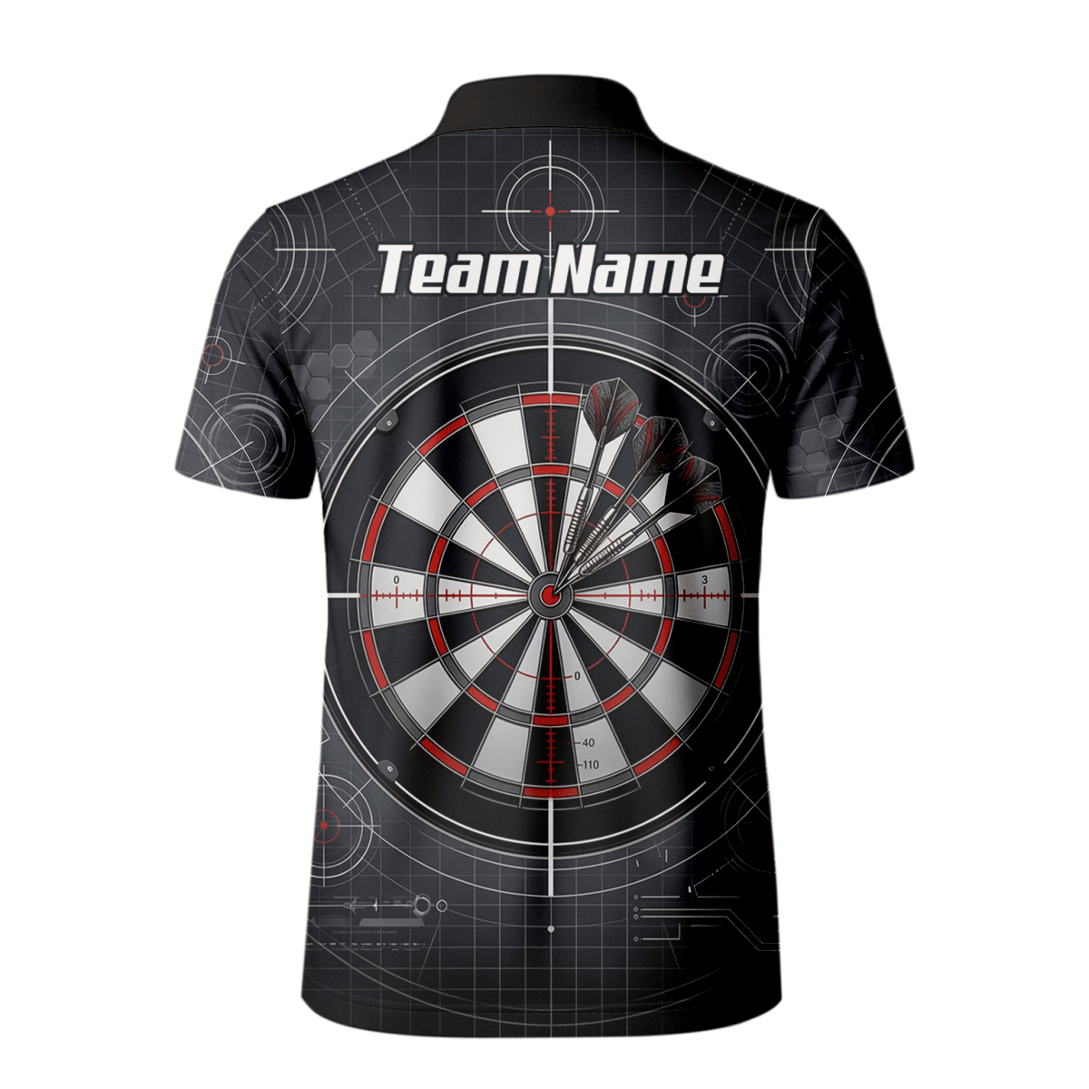 Dart Trikot Herren – Dartscheibe Bullseye Schwarz Rot Personalisierbar K9046 - Outfitsuche