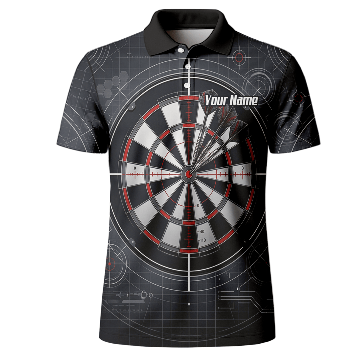 Dart Trikot Herren – Dartscheibe Bullseye Schwarz Rot Personalisierbar K9046 - Outfitsuche