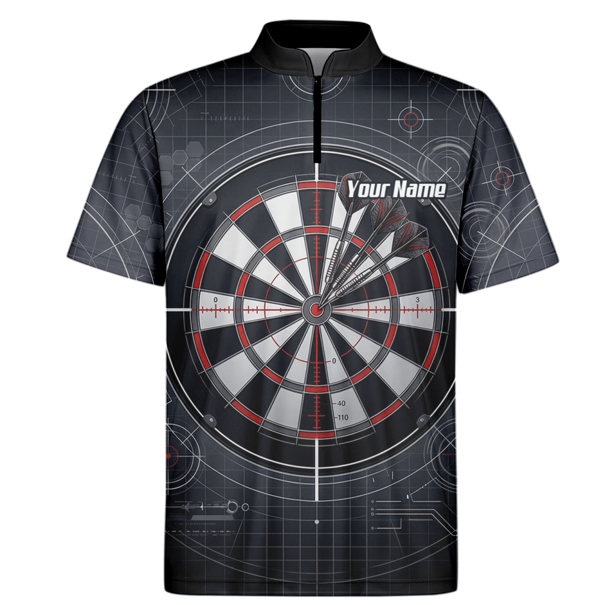Dart Trikot Herren – Dartscheibe Bullseye Schwarz Rot Personalisierbar K9046 - Outfitsuche