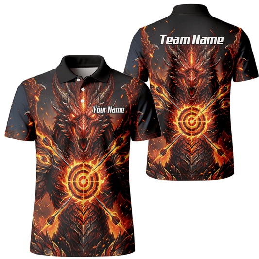 Dart Trikot Herren – Design Feuer - Drache in Schwarz und Rot P4508 - Outfitsuche