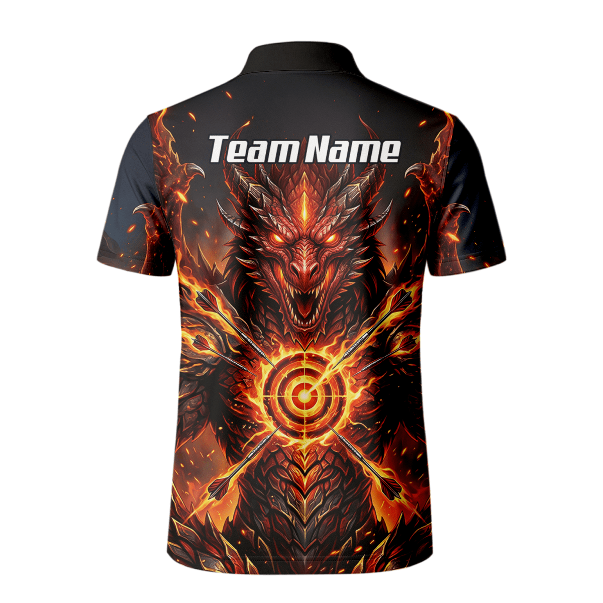 Dart Trikot Herren – Design Feuer - Drache in Schwarz und Rot P4508 - Outfitsuche