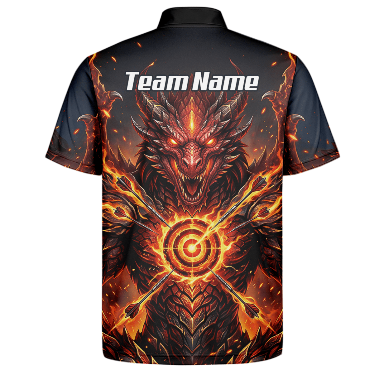 Dart Trikot Herren – Design Feuer - Drache in Schwarz und Rot P4508 - Outfitsuche