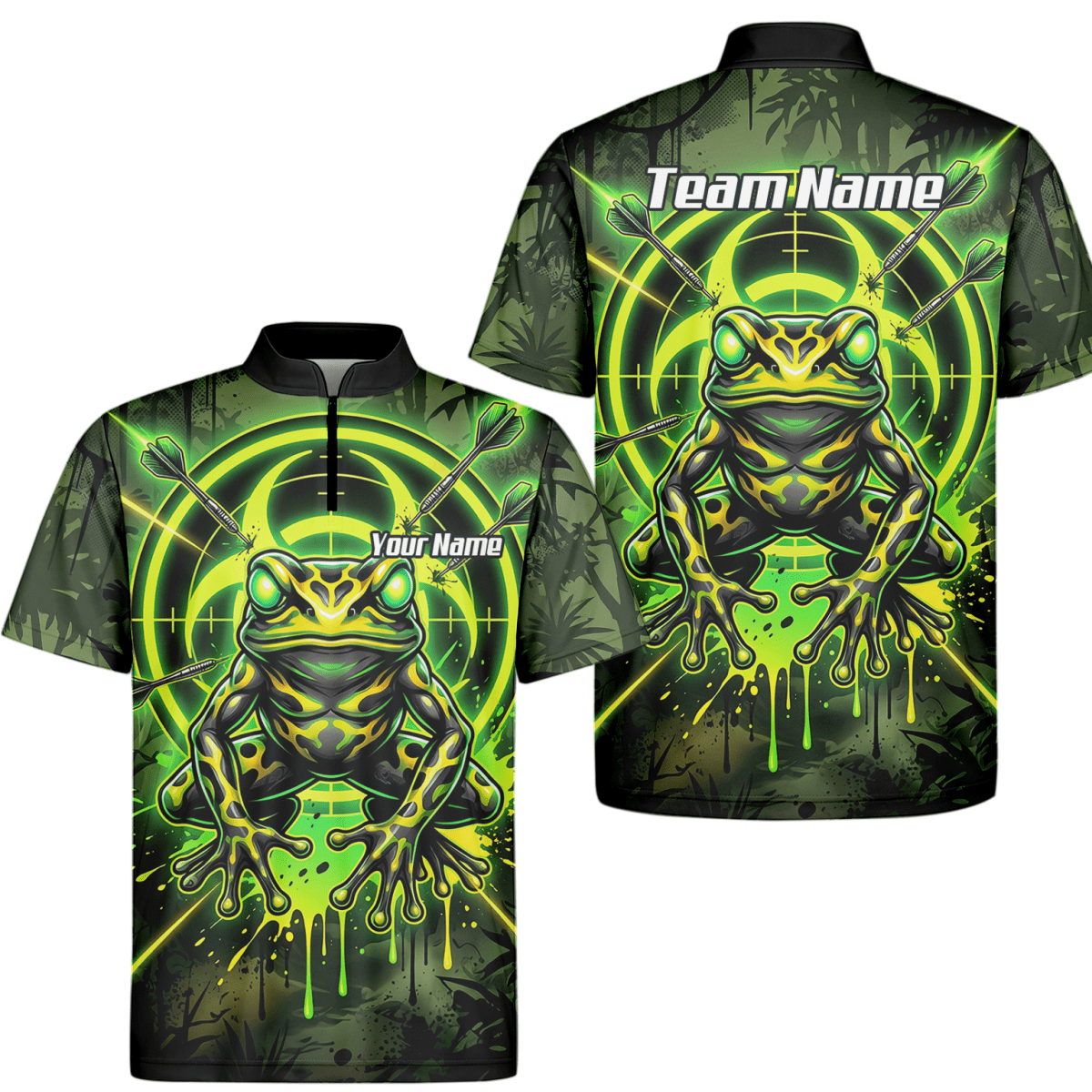Dart Trikot Herren – Design Giftfrosch & Zielscheibe Neon Grün N6854 - Outfitsuche