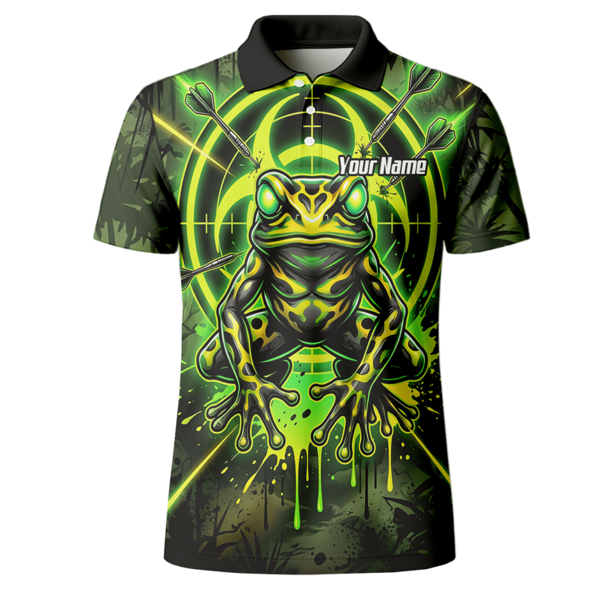 Dart Trikot Herren – Design Giftfrosch & Zielscheibe Neon Grün N6854 - Outfitsuche