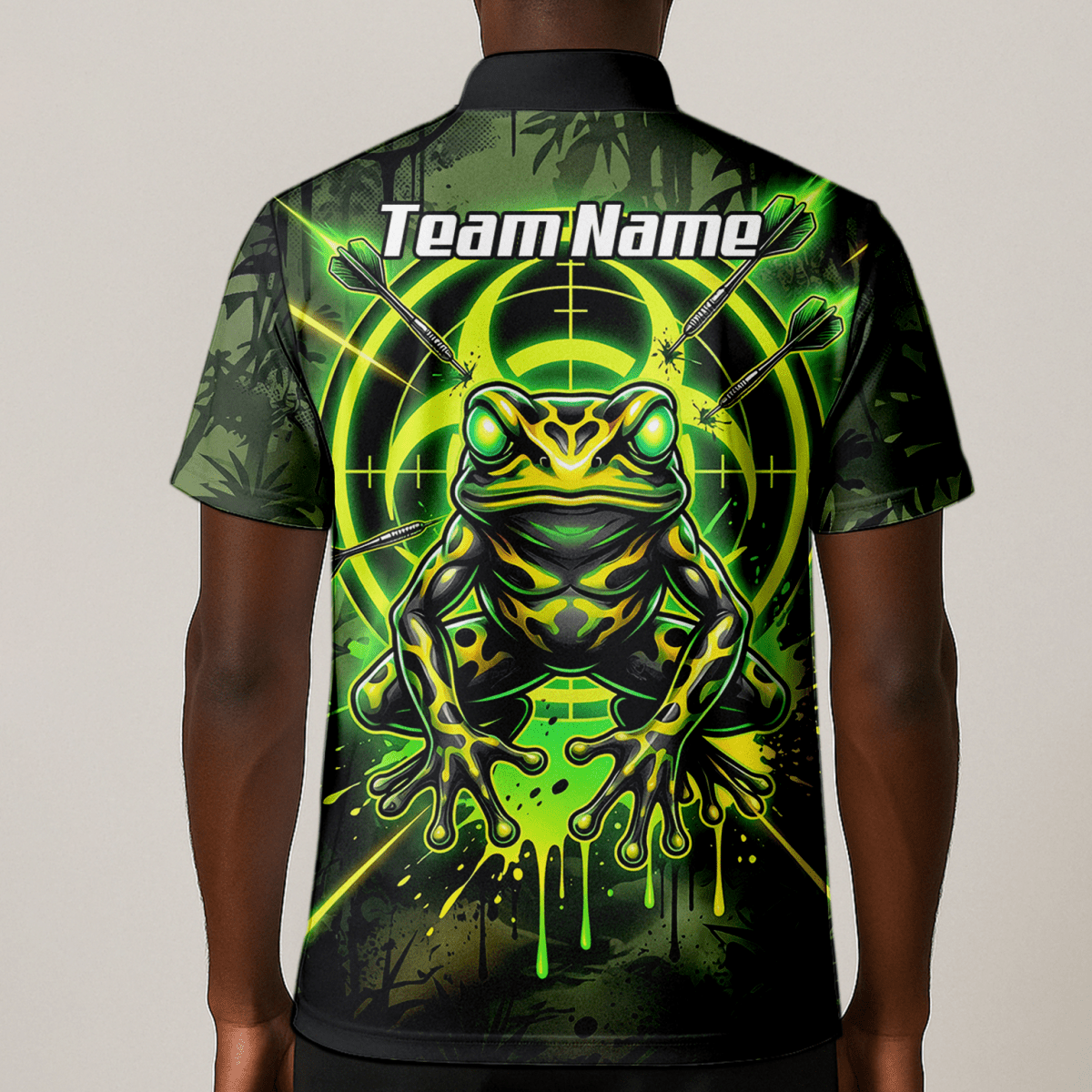Dart Trikot Herren – Design Giftfrosch & Zielscheibe Neon Grün N6854 - Outfitsuche