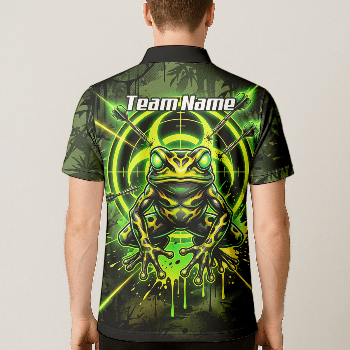 Dart Trikot Herren – Design Giftfrosch & Zielscheibe Neon Grün N6854 - Outfitsuche